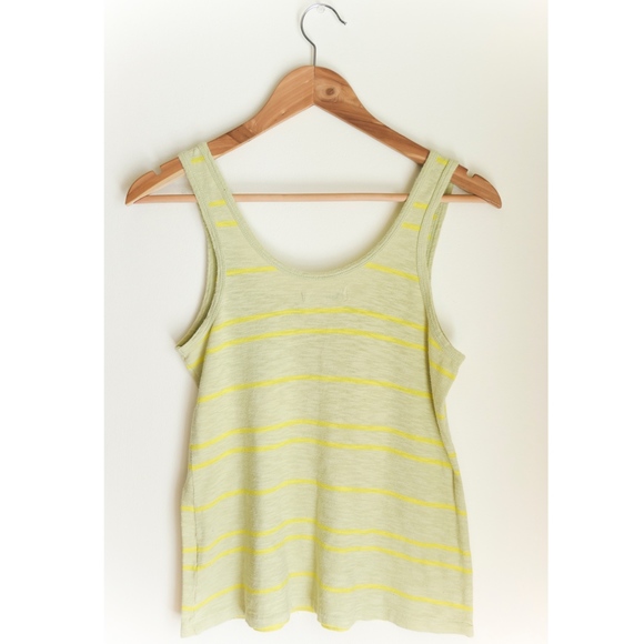 Madewell Light Green Yellow Striped Knit Tank Top - Picture 2 of 3